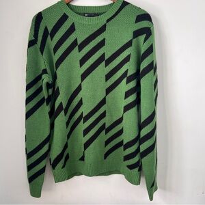 ASOS Green and Black Patterned Crewneck Sweater